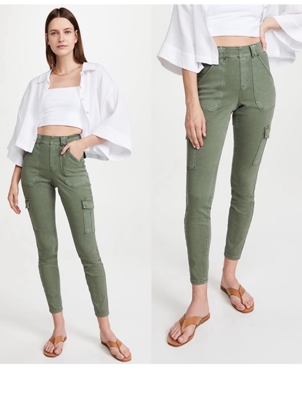 Spanx Ankle Cargo Pant In Sage. Size Medium